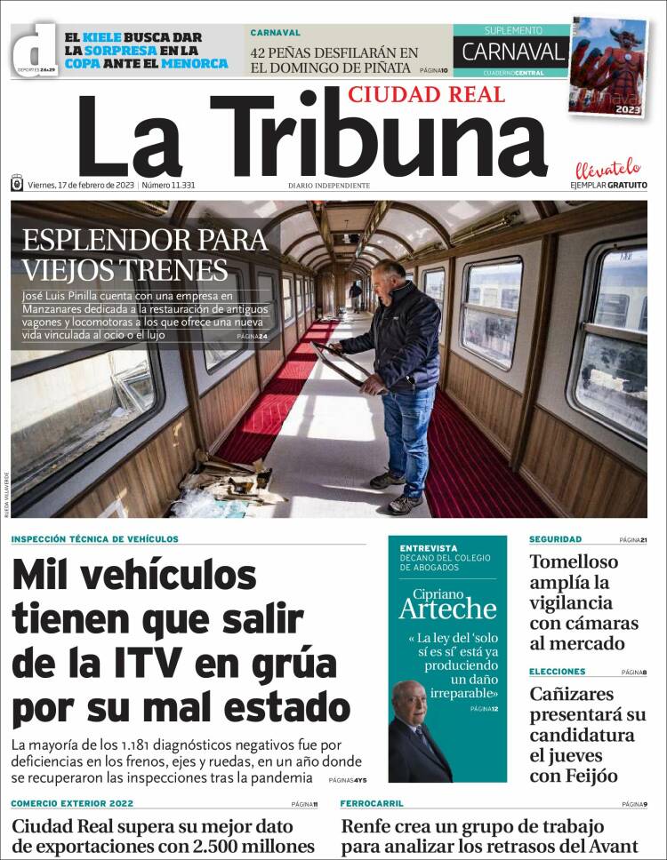 Portada de La Tribuna de Ciudad Real (España)