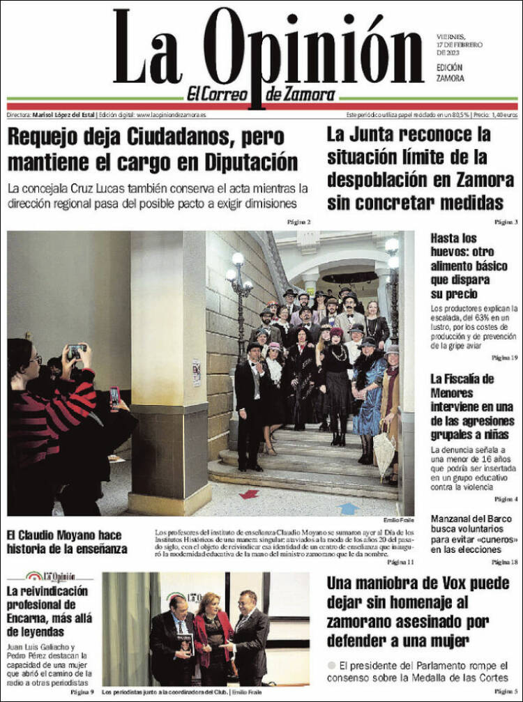 Portada de La Opinión - El Correo de Zamora (España)