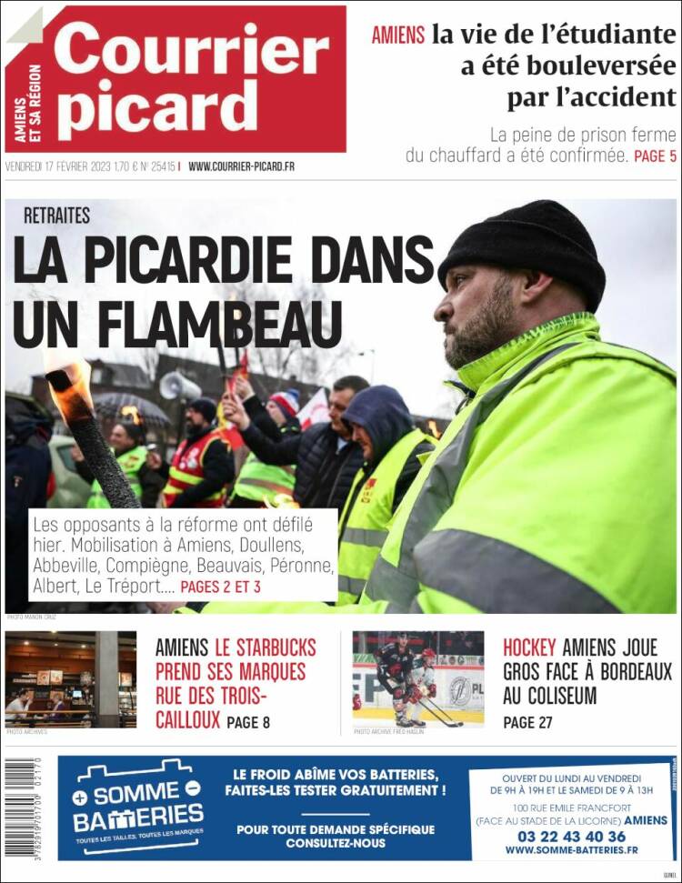 Portada de Courrier Picard (Francia)