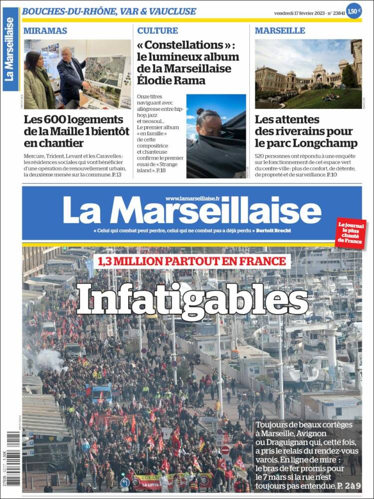 Portada de La Marseillaise (Francia)
