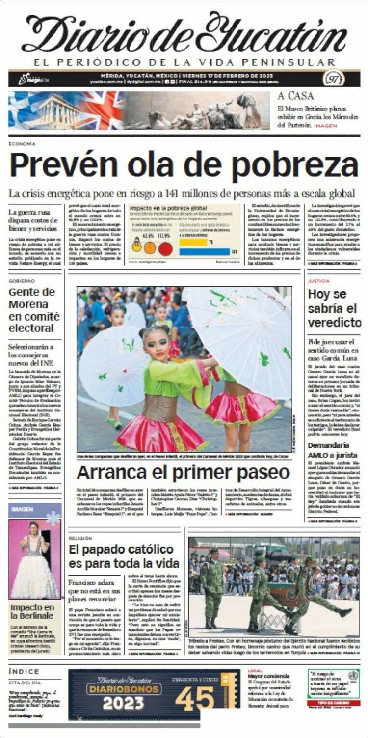 Portada de Diario de Yucatán (México)