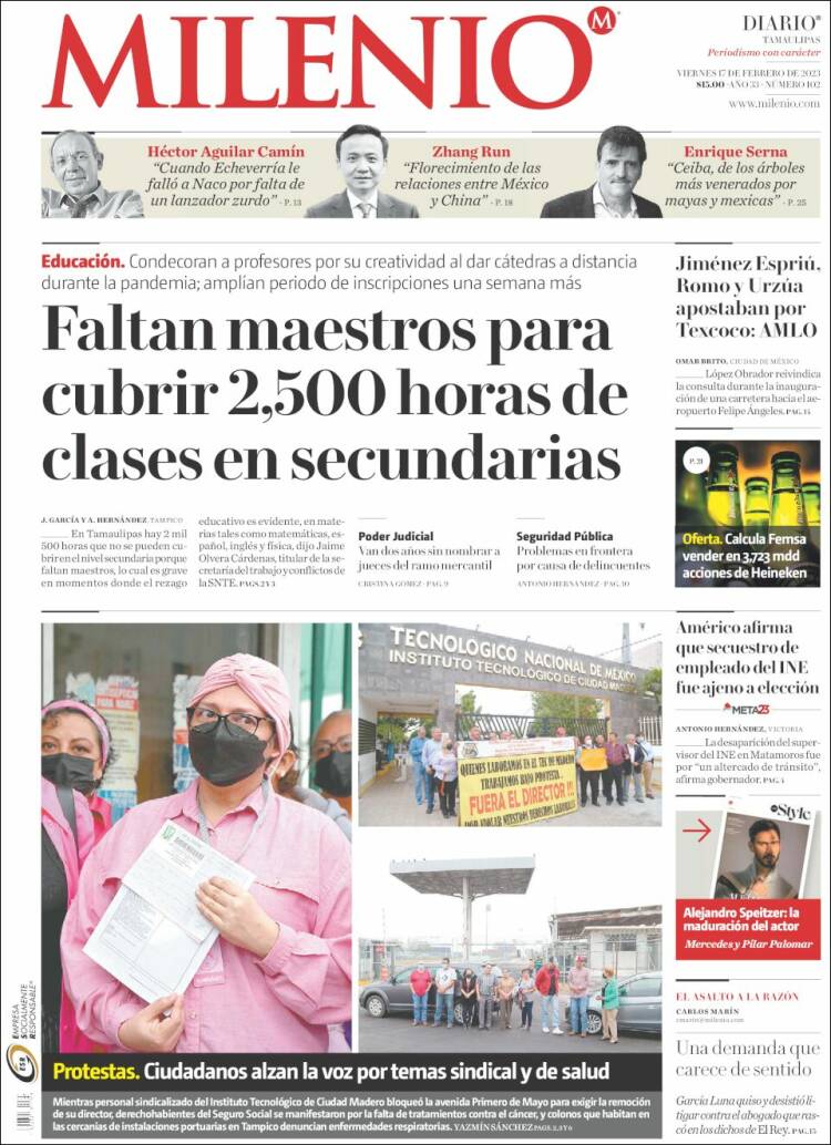 Portada de Milenio - Tamaulipas (México)