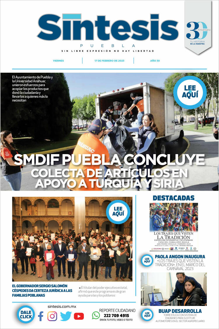 Portada de Síntesis - Puebla (México)