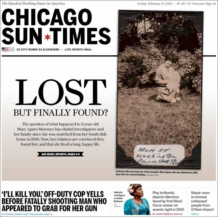 Portada de Chicago Sun-Times (USA)