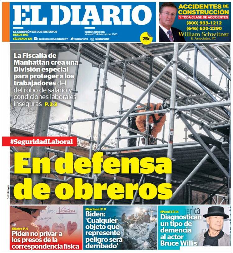 Portada de El Diario NY (USA)