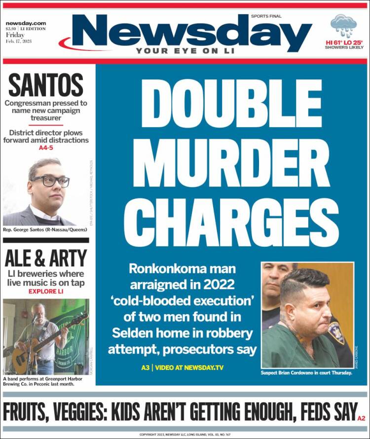 Portada de Newsday (USA)