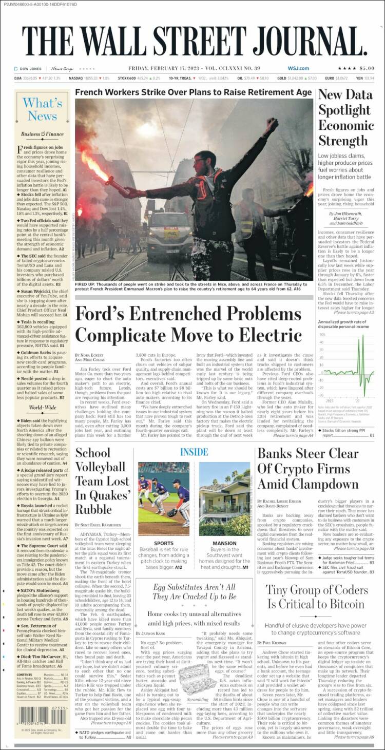 Portada de Wall Street Journal (USA)