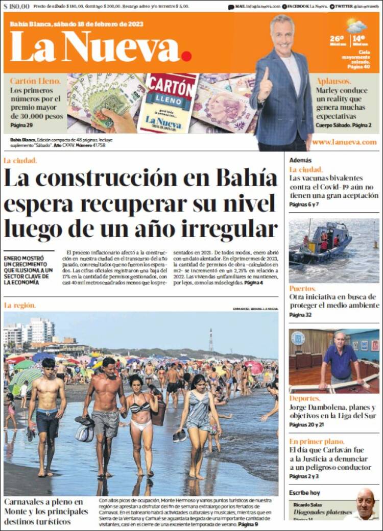 Portada de La Nueva Provincia (Argentina)