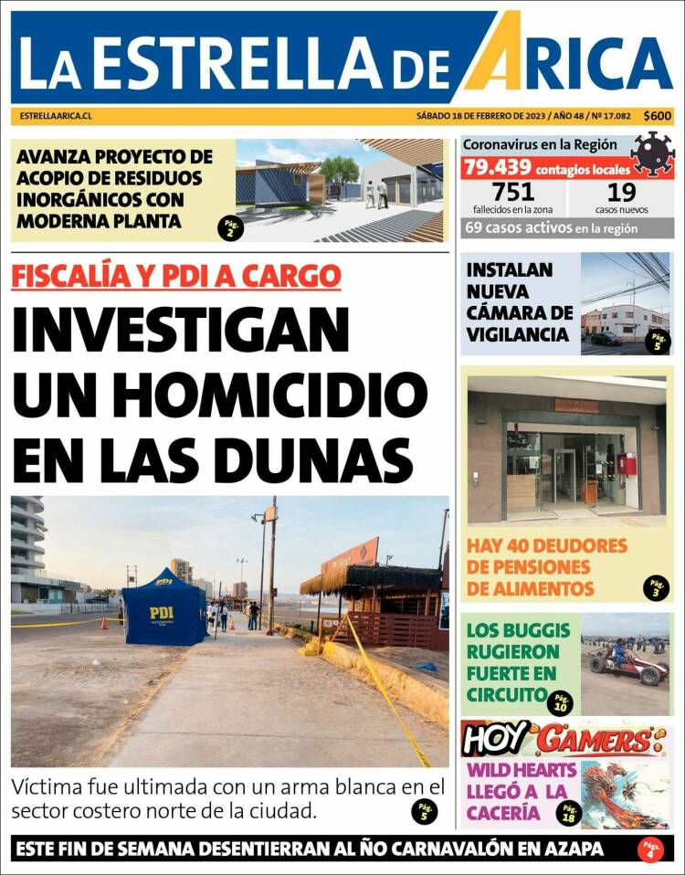 Portada de La Estrella de Arica (Chile)