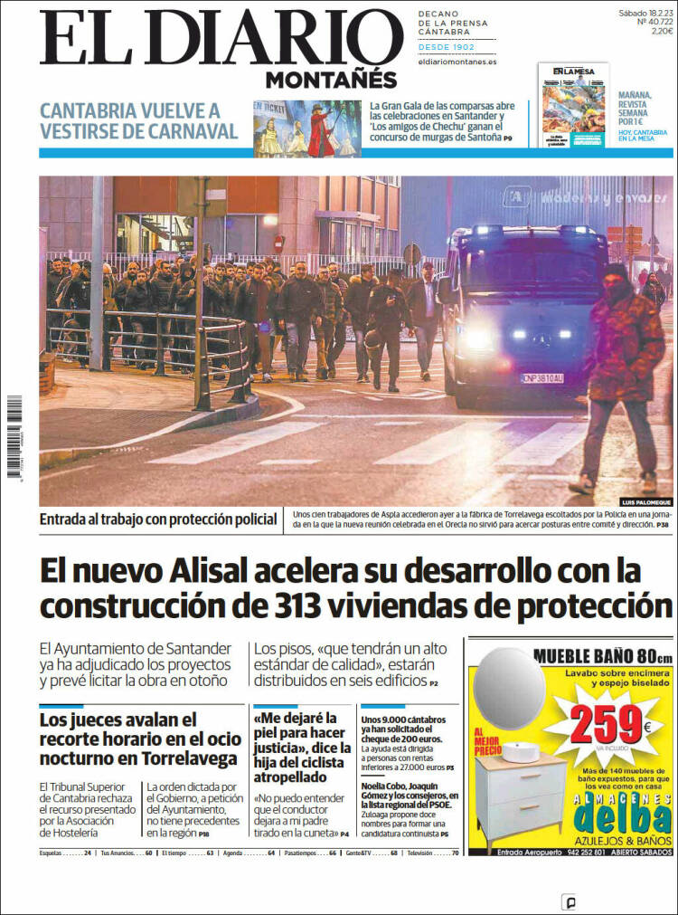 Portada de El Diario Montañés (España)