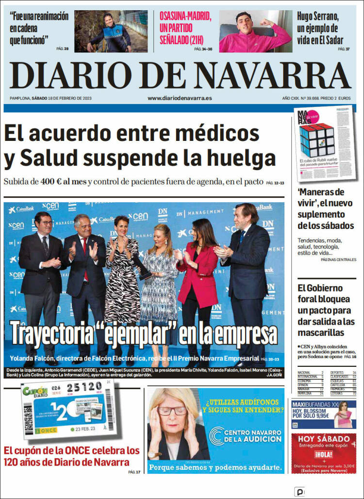 Portada de Diario de Navarra (España)