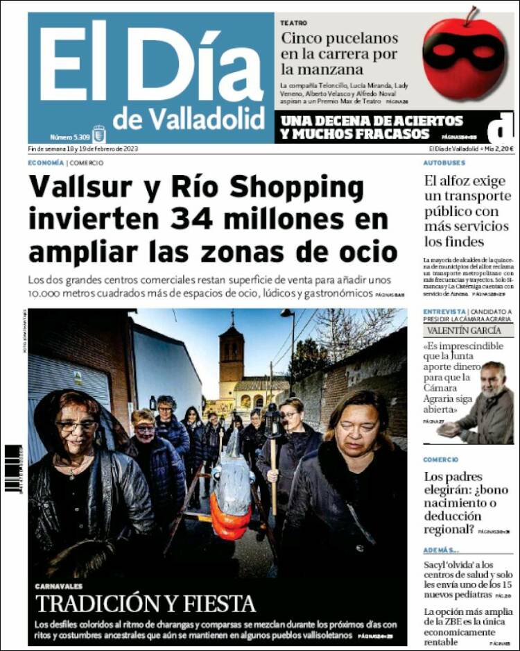 Portada de El Día de Valladolid (España)