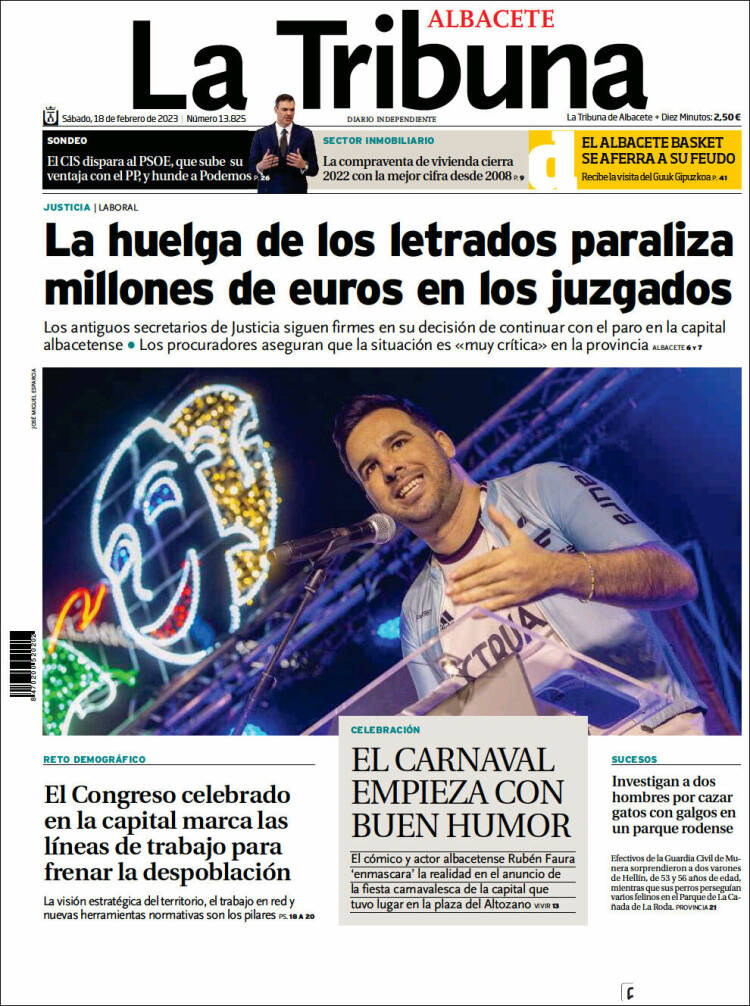 Portada de La Tribuna de Albacete (España)