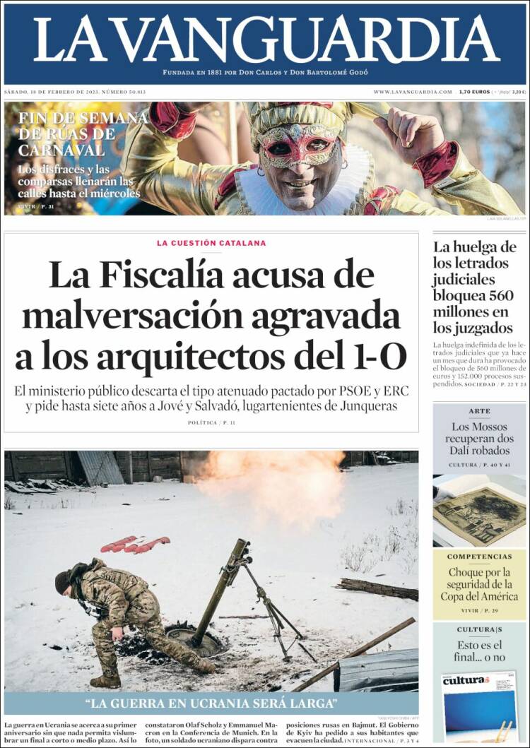 Portada de La Vanguardia (España)