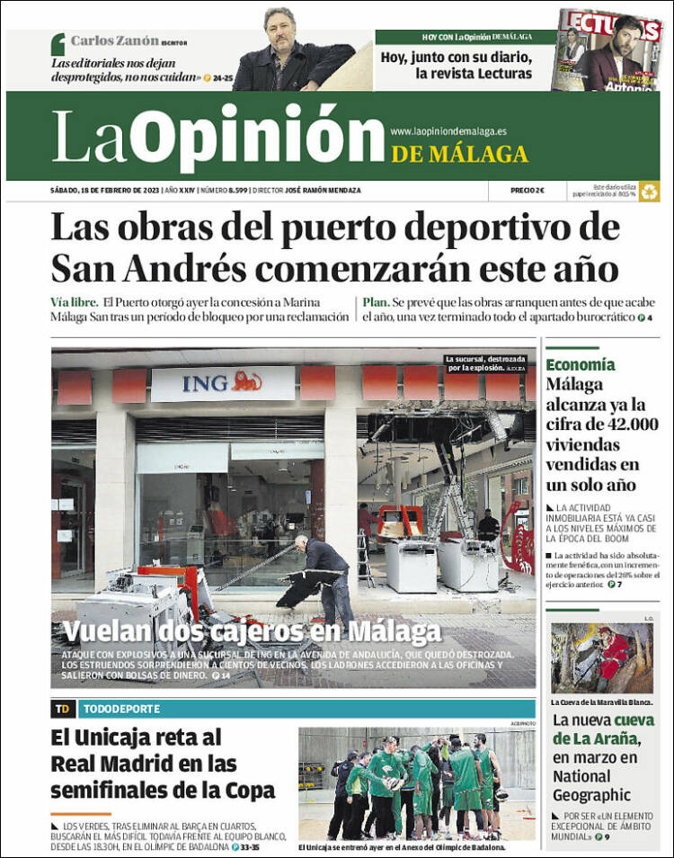 Portada de La Opinión de Málaga (España)