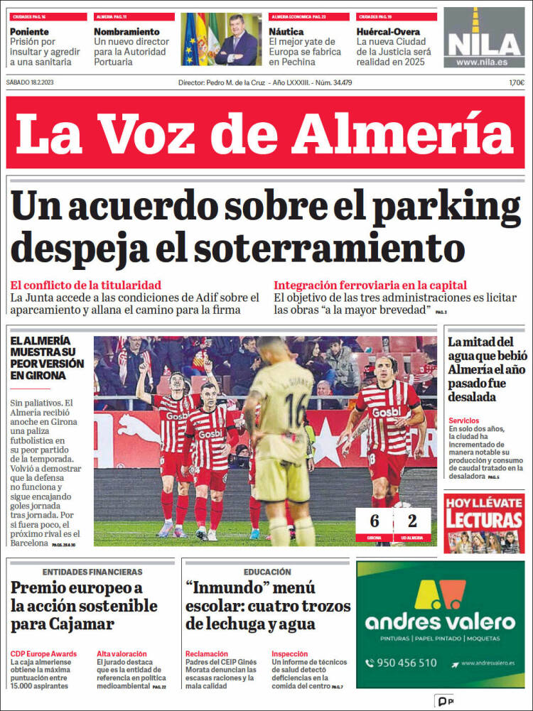 Portada de La Voz de Almería (España)