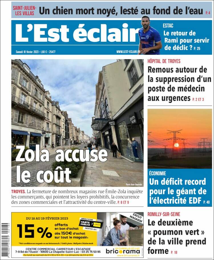 Portada de L'Est Eclair (Francia)