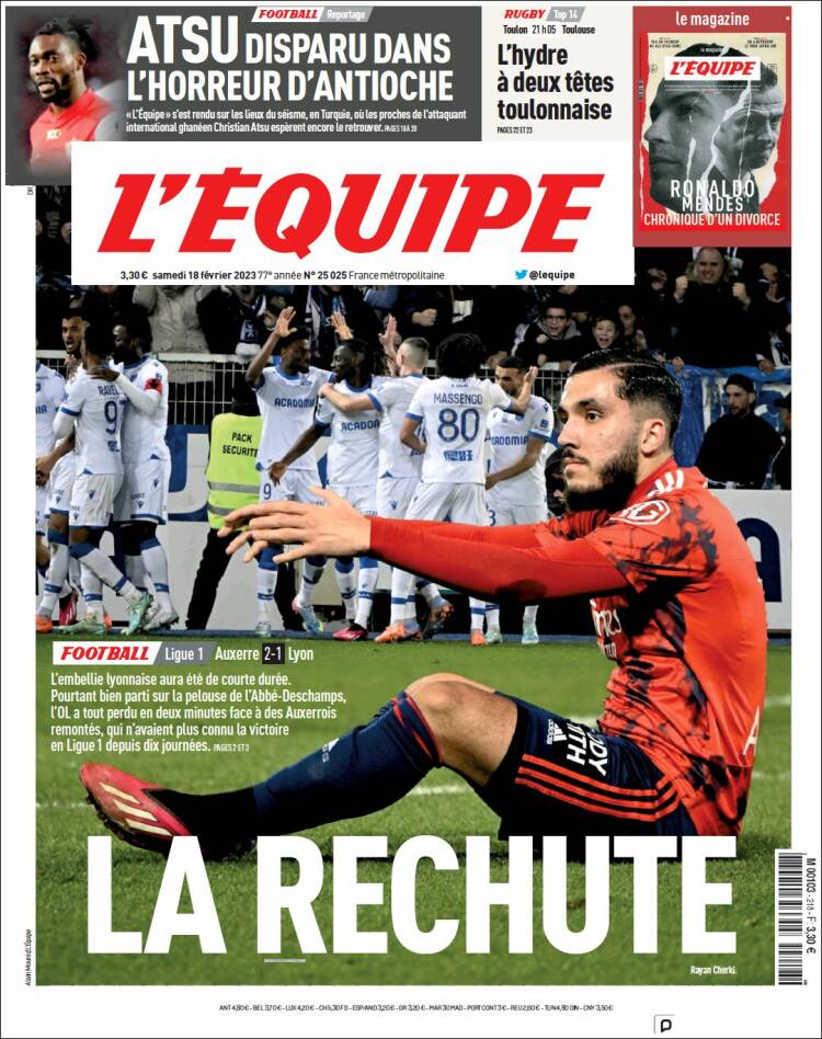 Portada de L'Equipe (Francia)