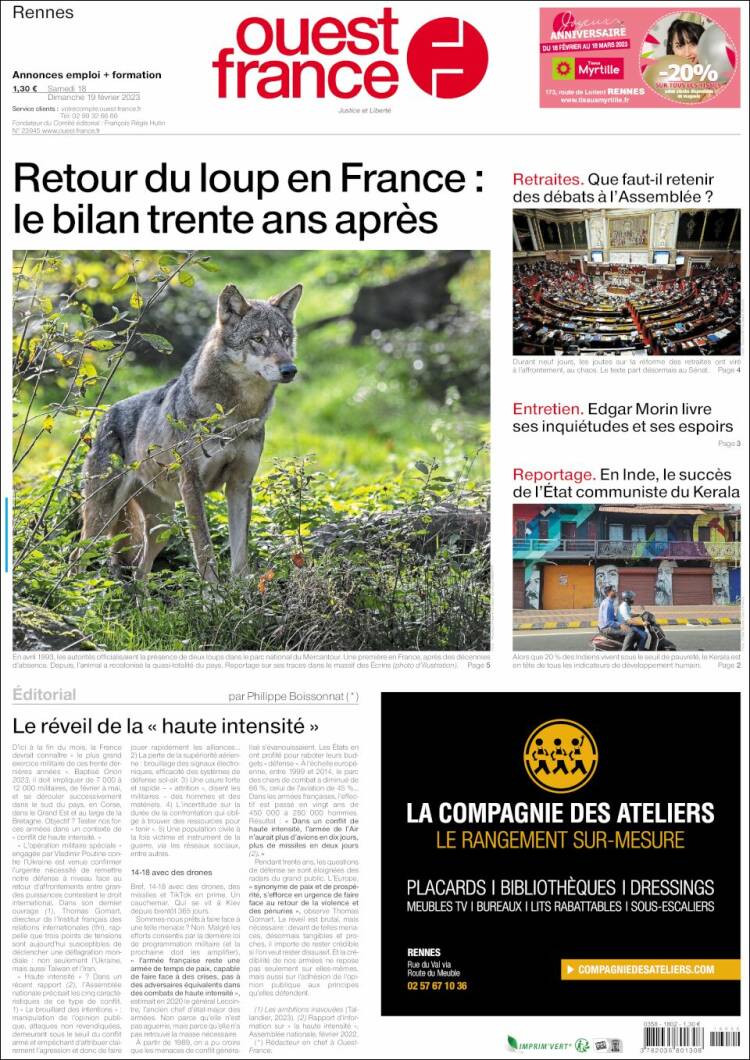 Portada de Ouest France (France)