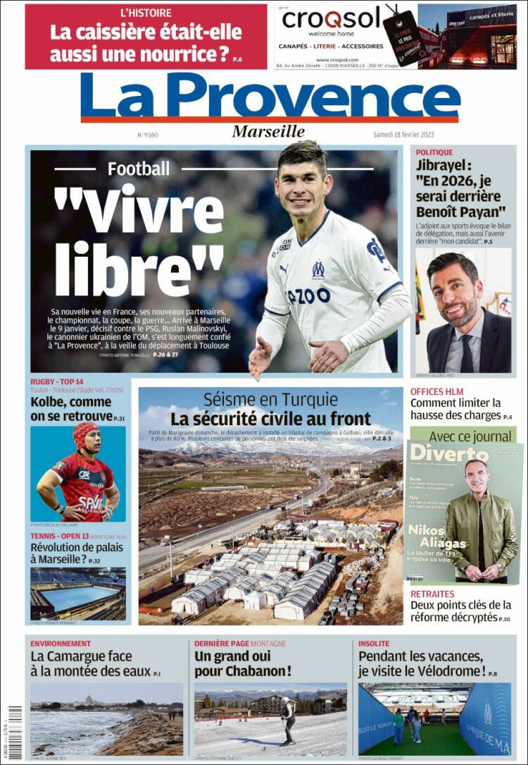 Portada de La Provence (Francia)