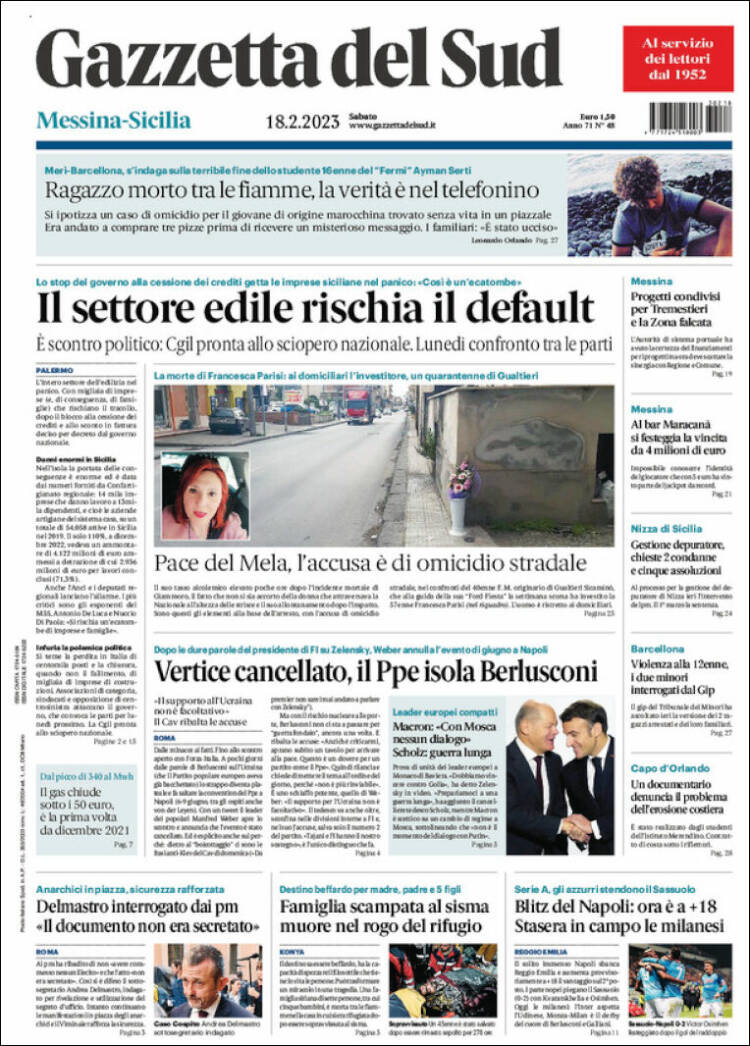 Portada de Gazzetta del Sud (Italy)