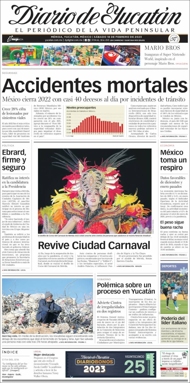 Portada de Diario de Yucatán (México)