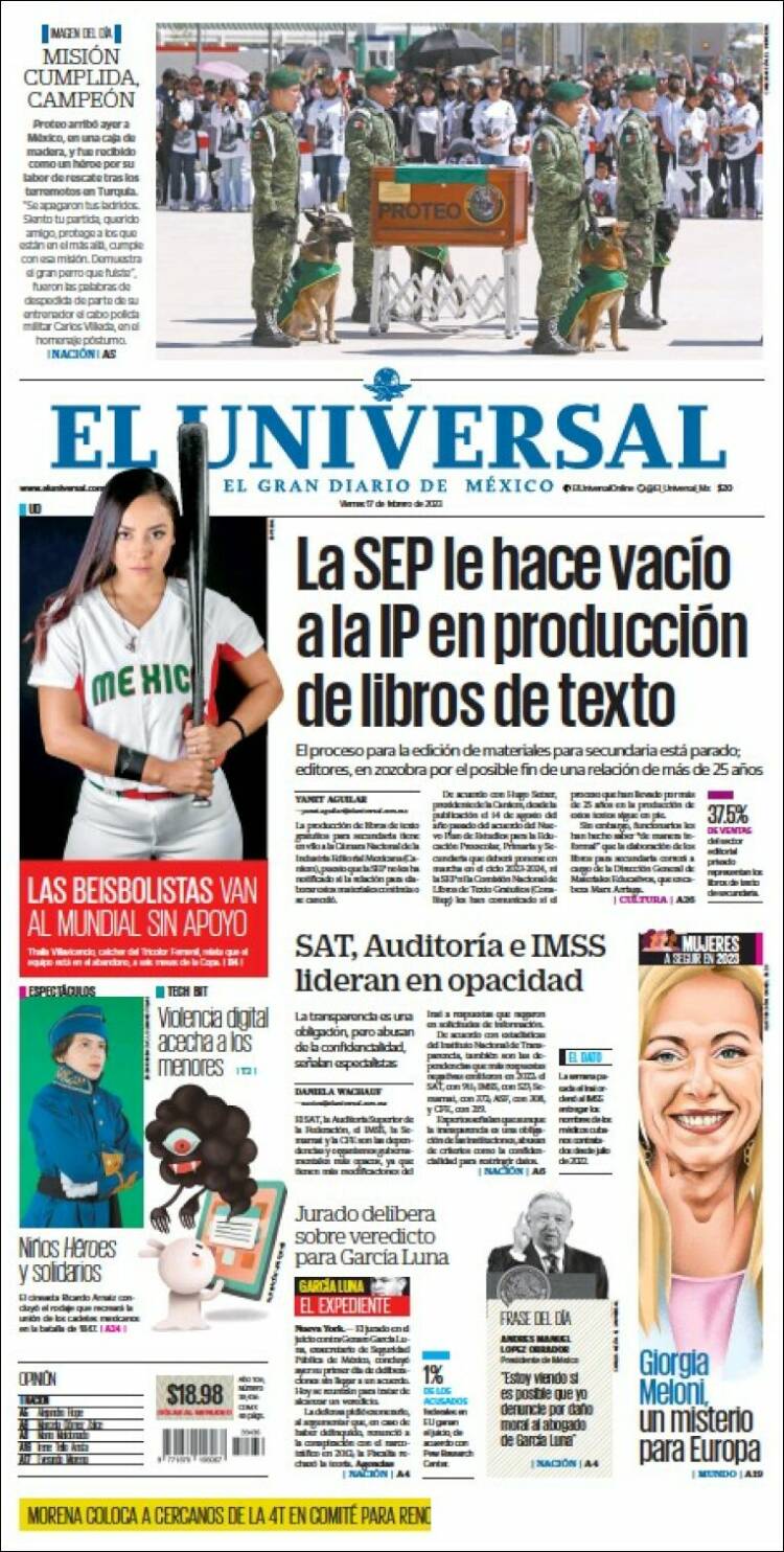 Portada de El Universal (México)