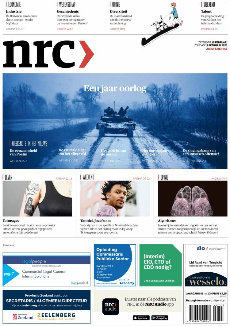 Portada de NRC Handelsblad (Países Bajos)