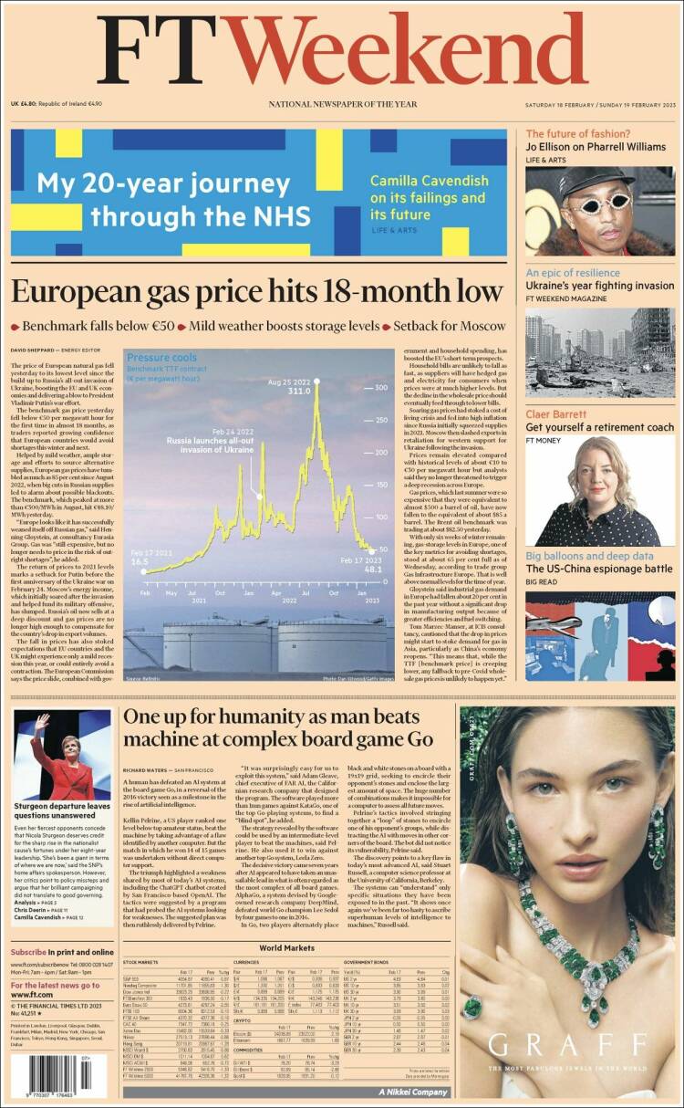 Portada de Financial Times (Reino Unido)