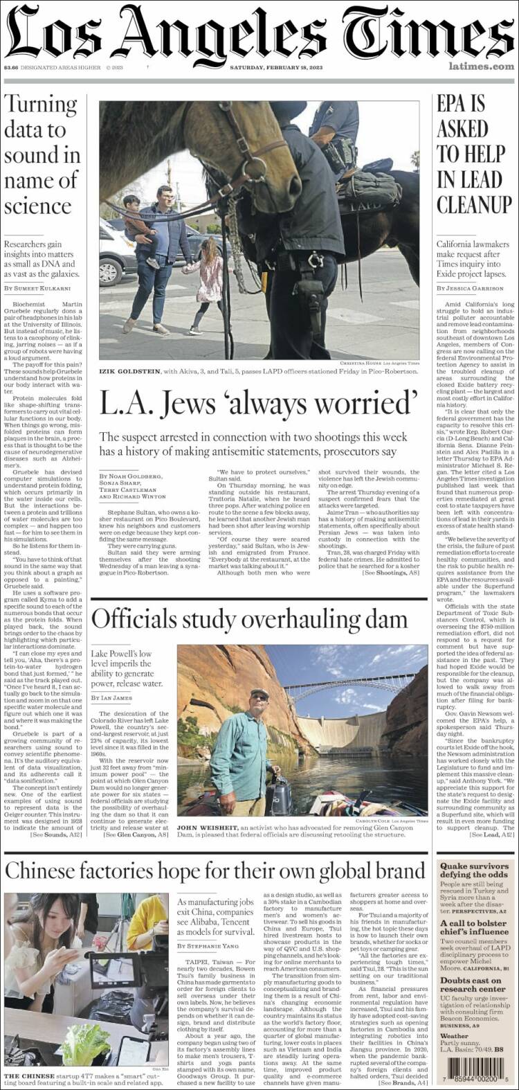 Portada de Los Angeles Times (USA)