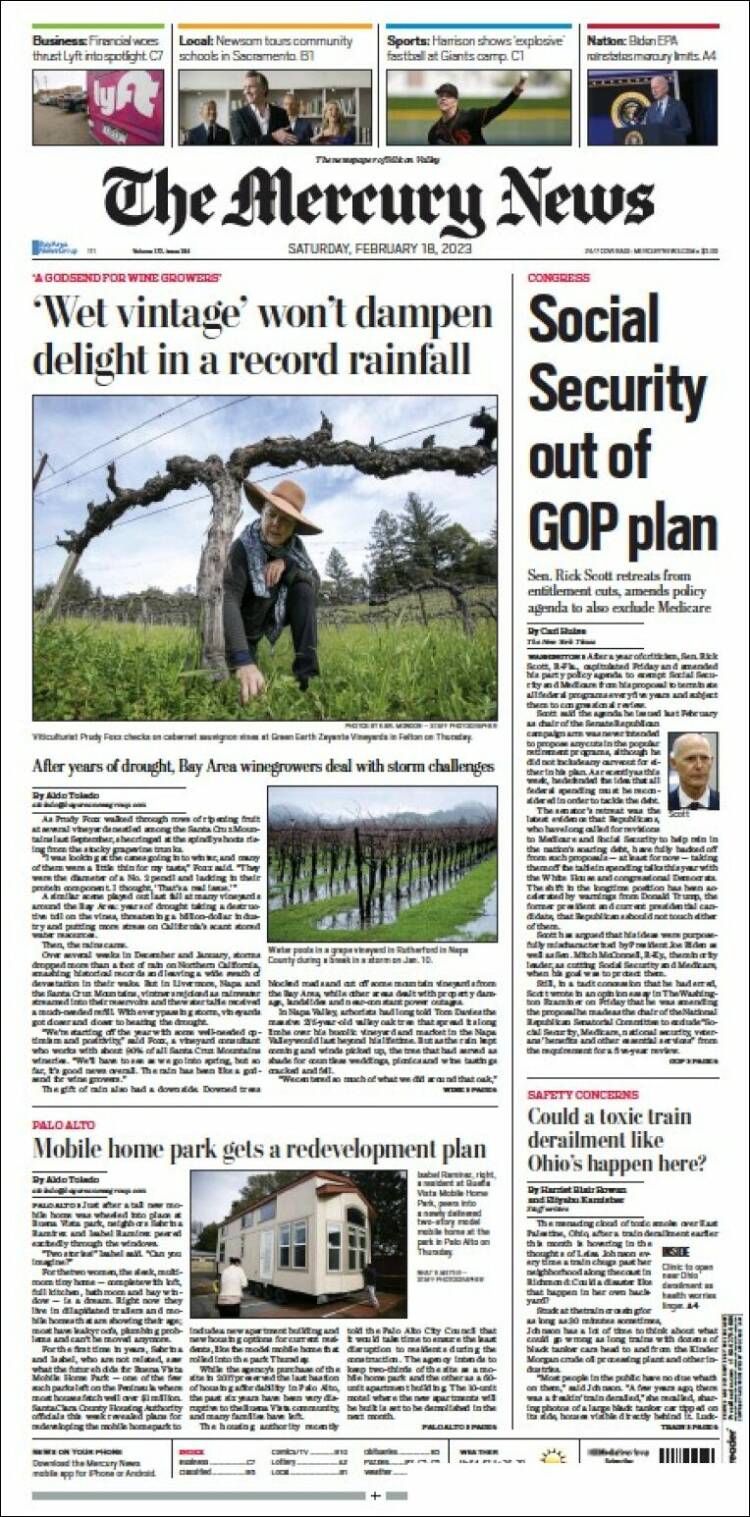 Portada de San Jose Mercury News (USA)