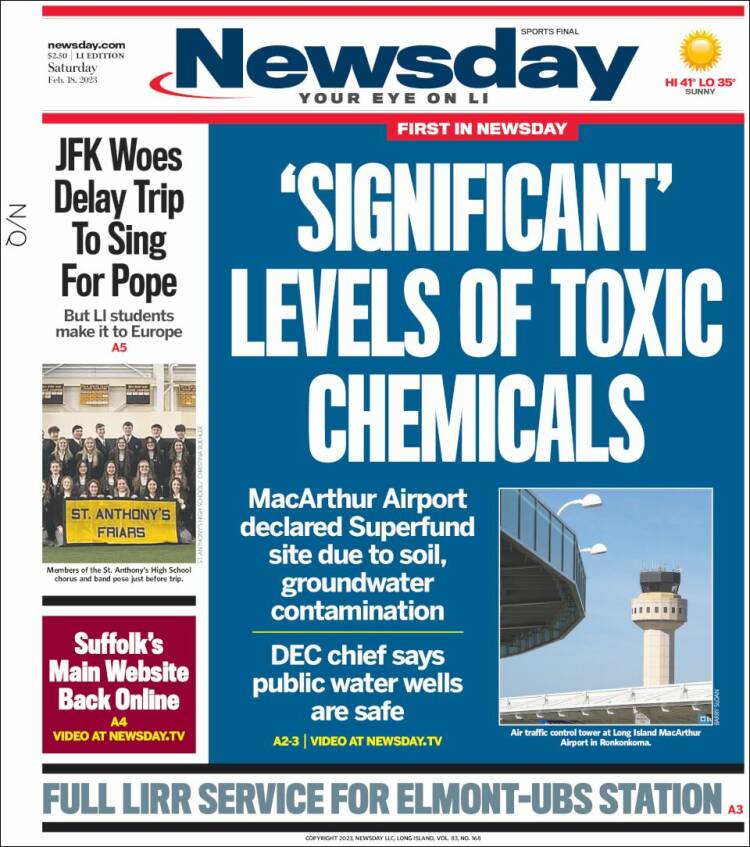 Portada de Newsday (USA)