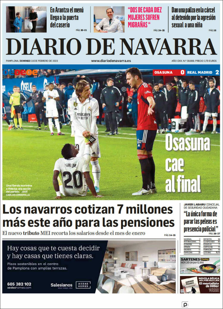 Portada de Diario de Navarra (España)