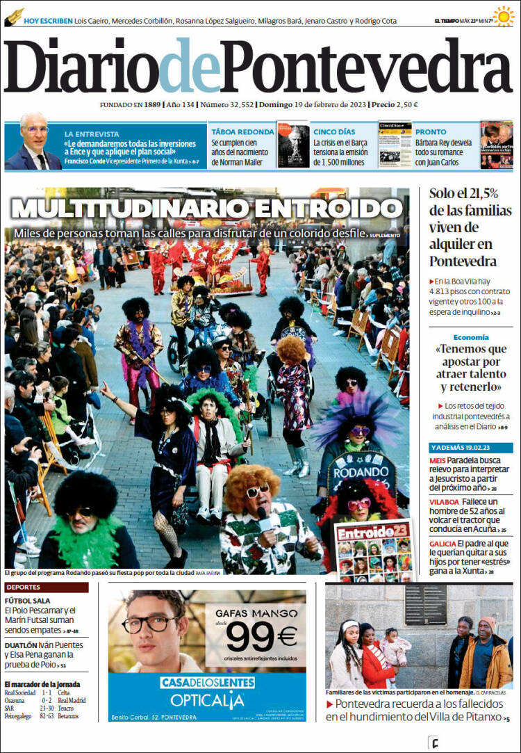 Portada de Diario de Pontevedra (España)