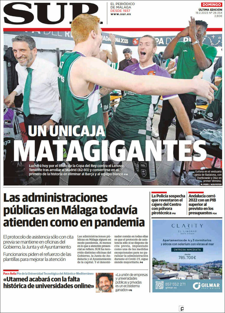 Portada de Diario el Sur (España)