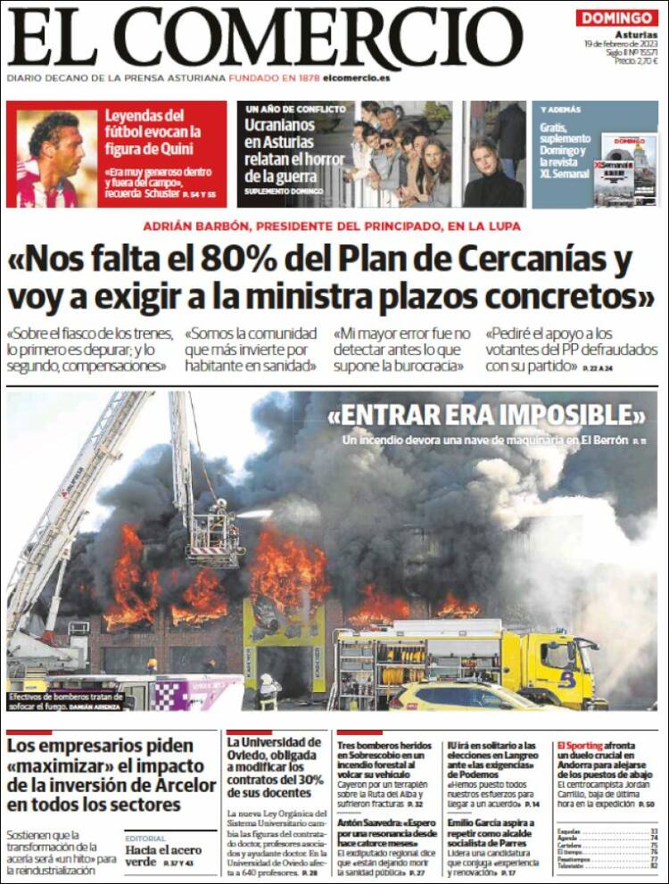 Portada de El Comercio (España)