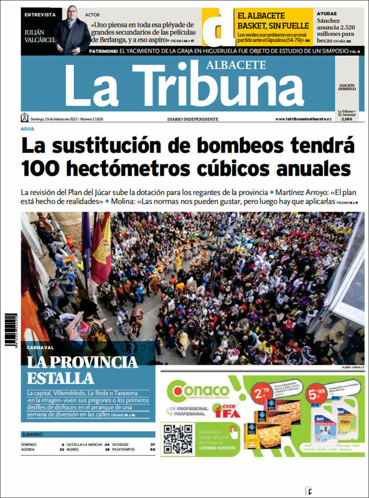 Portada de La Tribuna de Albacete (España)