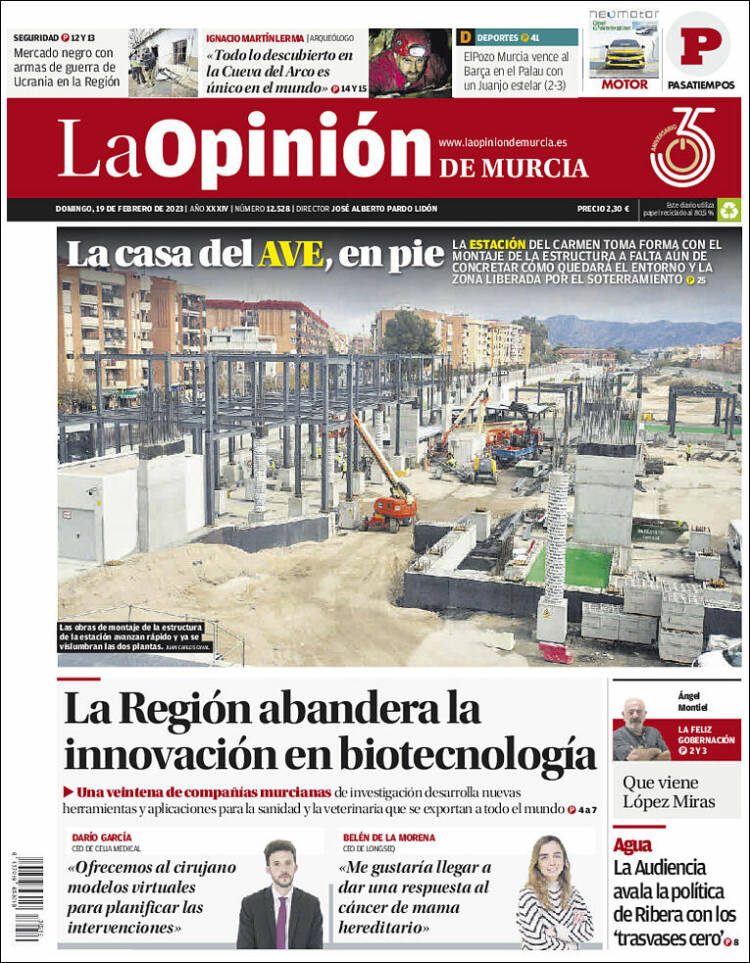 Portada de La Opinión de Murcia (España)