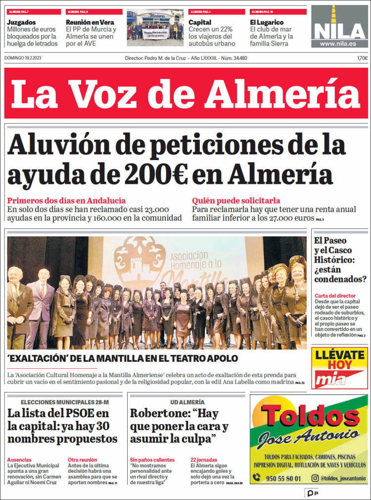 Portada de La Voz de Almería (España)