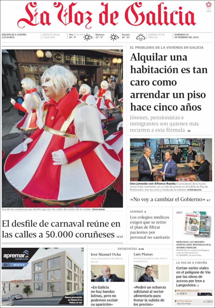 Portada de La Voz de Galicia (España)