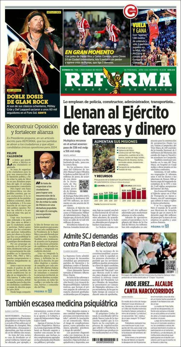 Portada de Reforma (México)