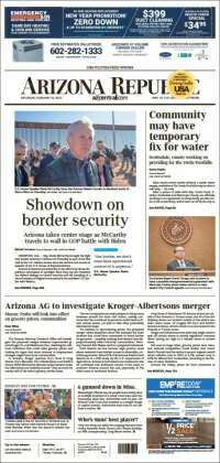 Portada de Arizona Republic News (USA)