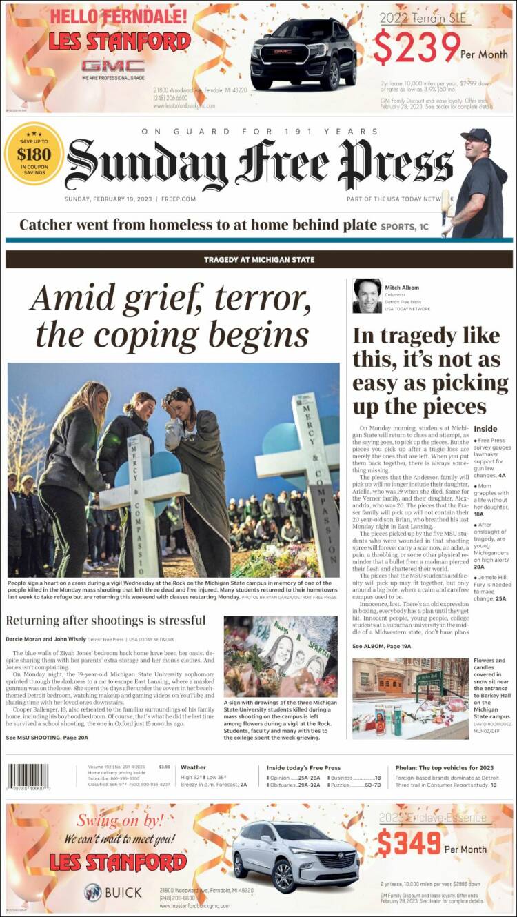 Portada de Detroit Free Press (USA)