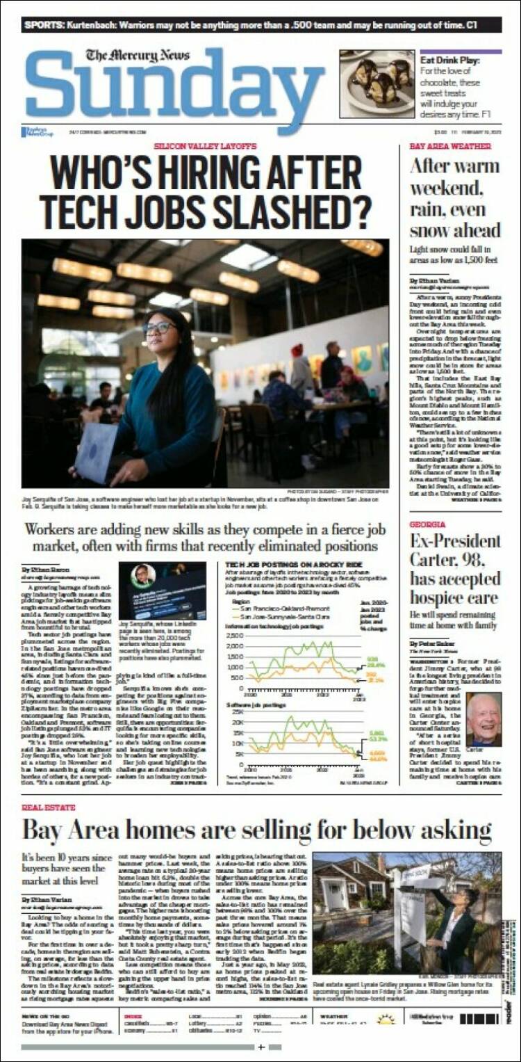 Portada de San Jose Mercury News (USA)