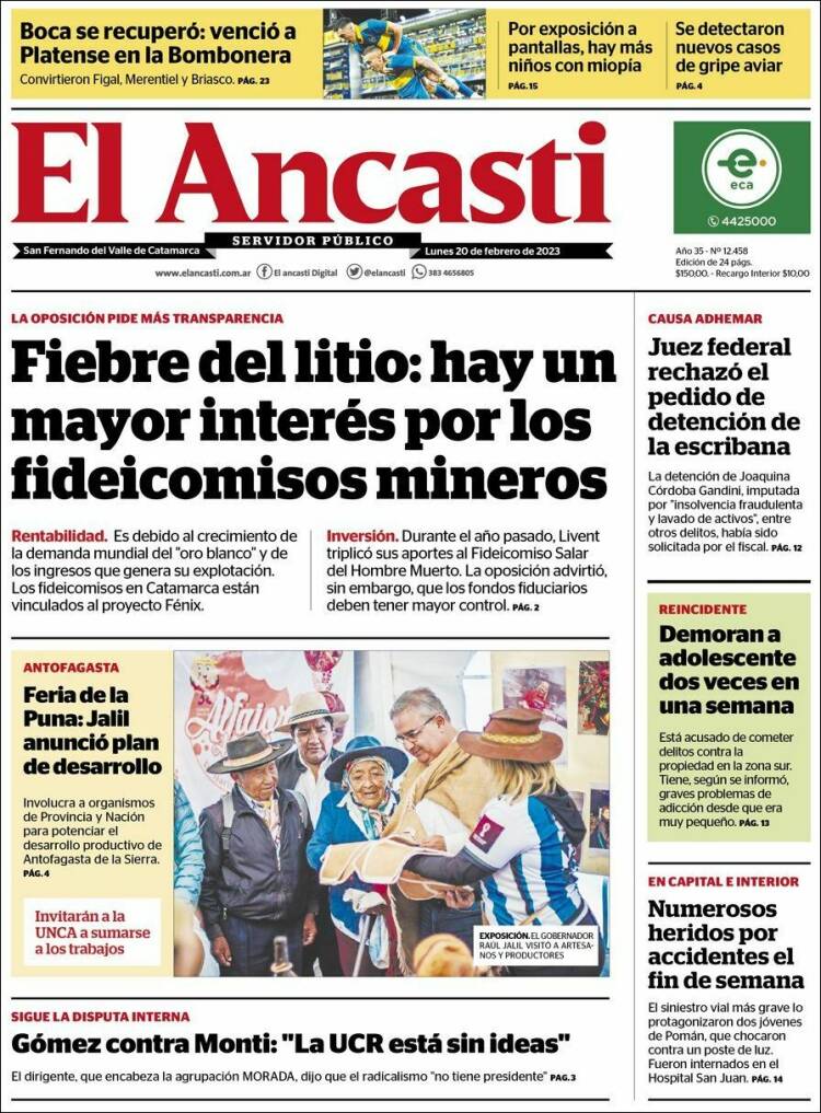Portada de El Ancasti (Argentina)