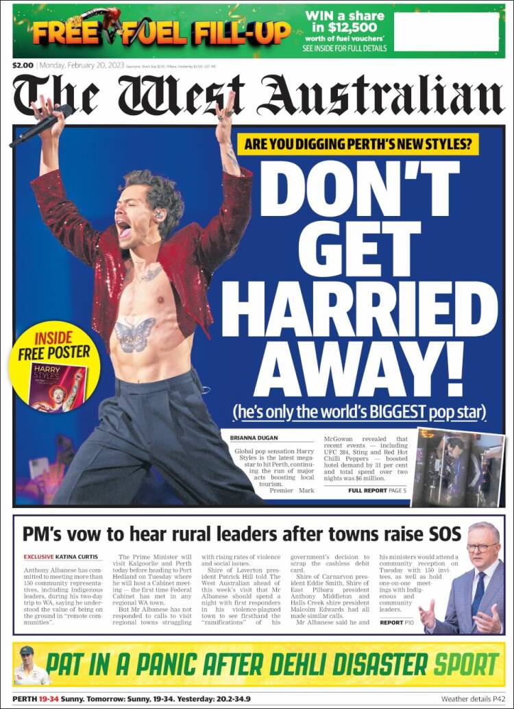 Portada de The West Australian (Australia)