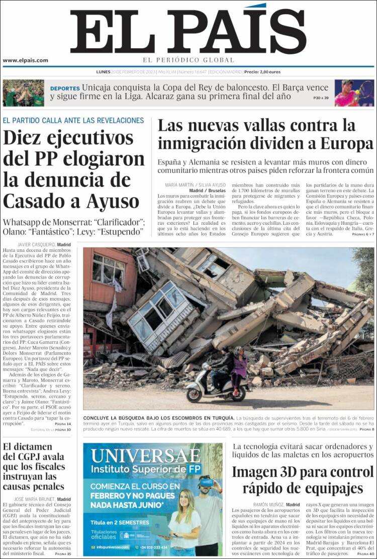 Portada de El País (España)