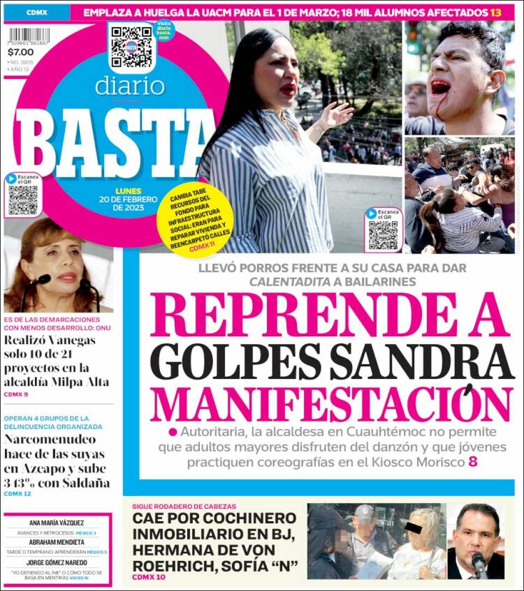 Portada de Diario Basta (México)