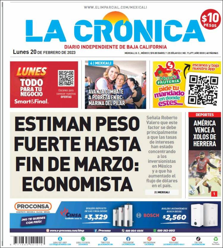 Portada de La Crónica de Baja California (M&eacute;xico)