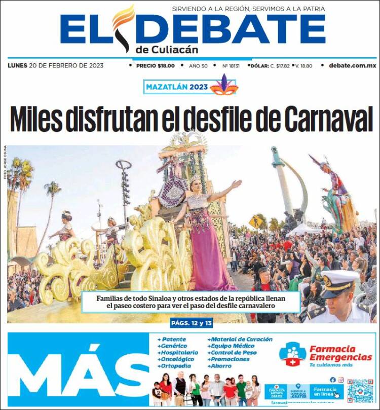 Portada de El Debate de Culiacán (México)